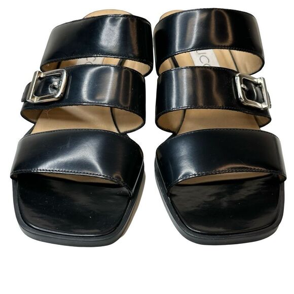 CALICO Black Leather Strappy Buckle Mule Sandals Size 7.5 - Picture 10 of 16